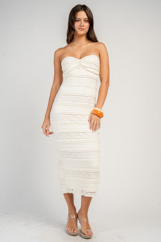 3D NOVELTY KNIT TUBE MIDI DRESS