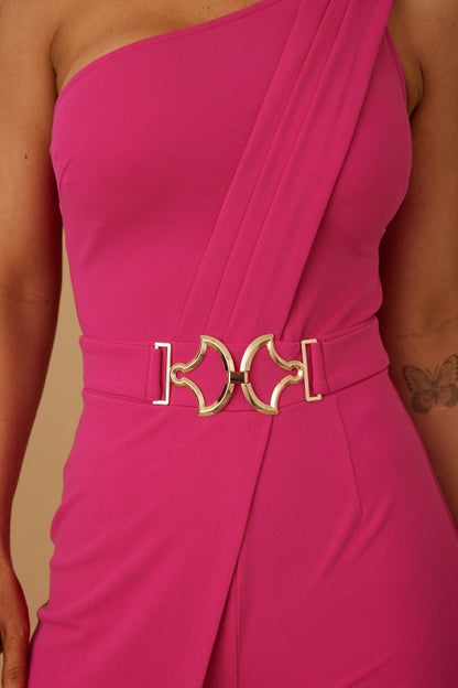 ONE SHOULDER BELTED JUMPSUIT