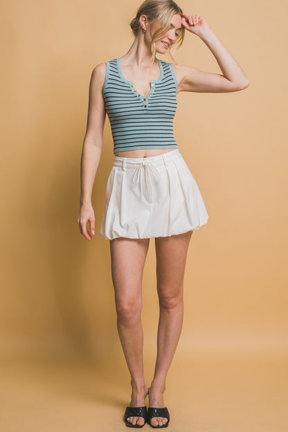 PLEATED DRAWSTRING BUBBLE MINI SKORT