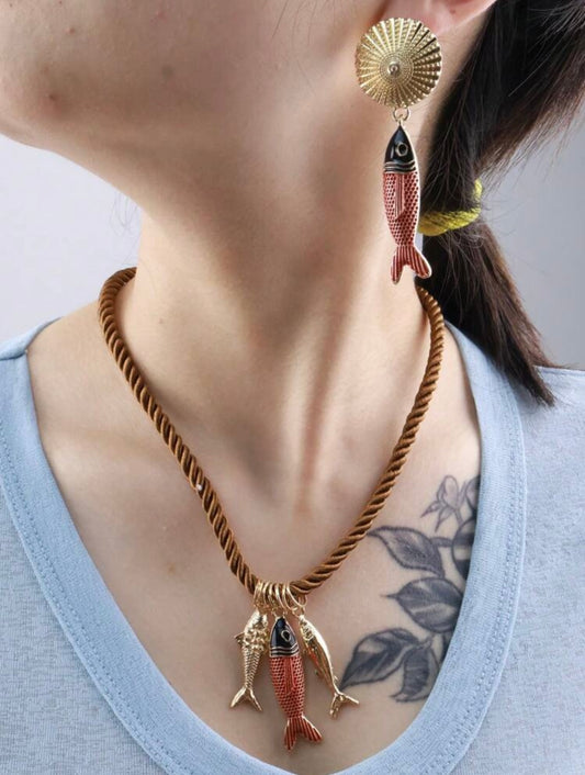FISH NECKLACE & EARRINGS SET