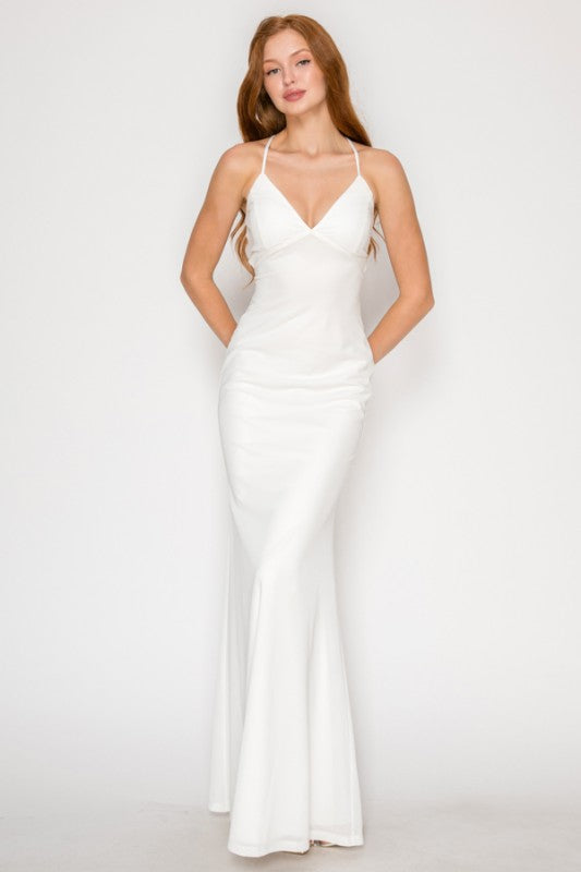 SOLID PREMIUM BODYCON MESH MAXI COCKTAIL DRESS