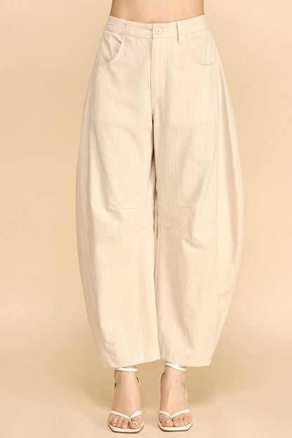 LINEN BARREL PANTS