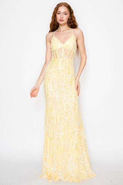 FLORAL SEQUIN MERMAID MAXI COCKTAIL DRESS