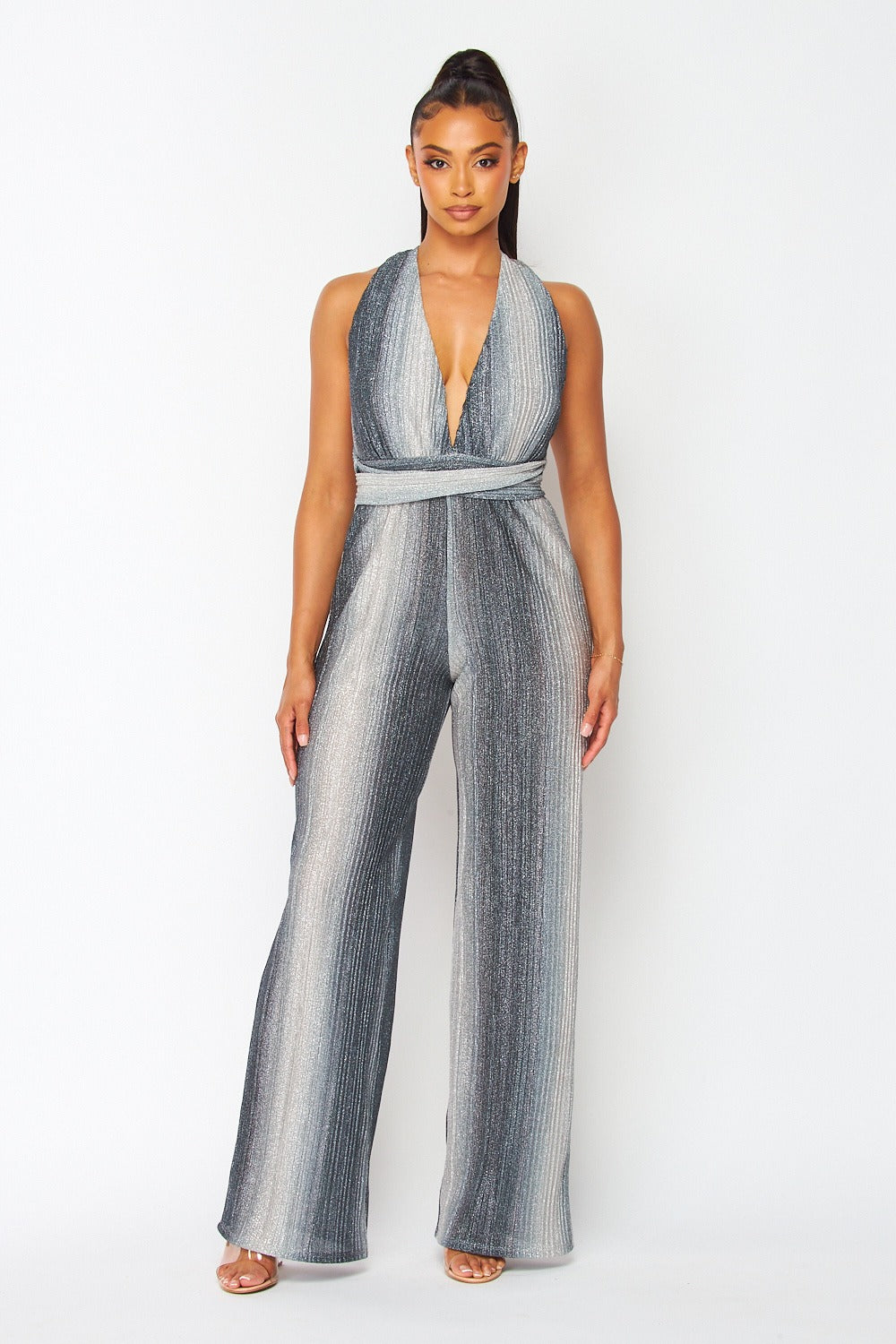 OMBRE PLEATED WIDE LEG JUMPSUIT