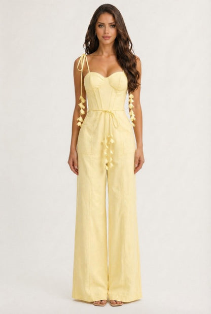 CORSET BODICE WIDE LEG JUMPSUIT