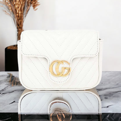 Chevron Quilted CG Buckle Crossbody Bag