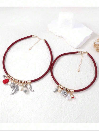 PU LEATHER MULTI LAYER NECKLACE