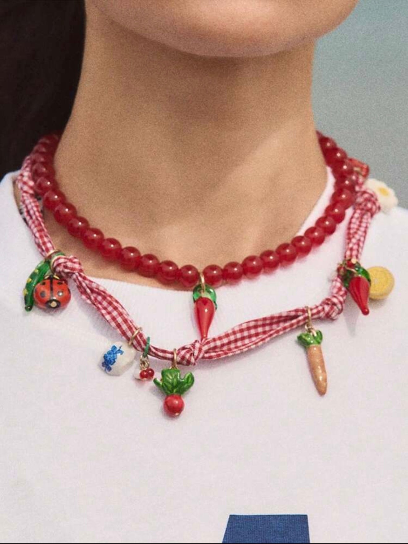 CHILI STRAWBERRY BEADED NECKLACE SET
