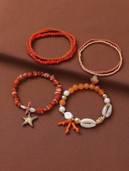 6 PCS BEADED ELASTIC BRACELET