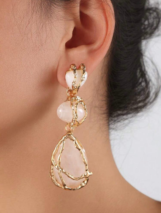 RESIGN STONE LONG DANGLE EARRINGS