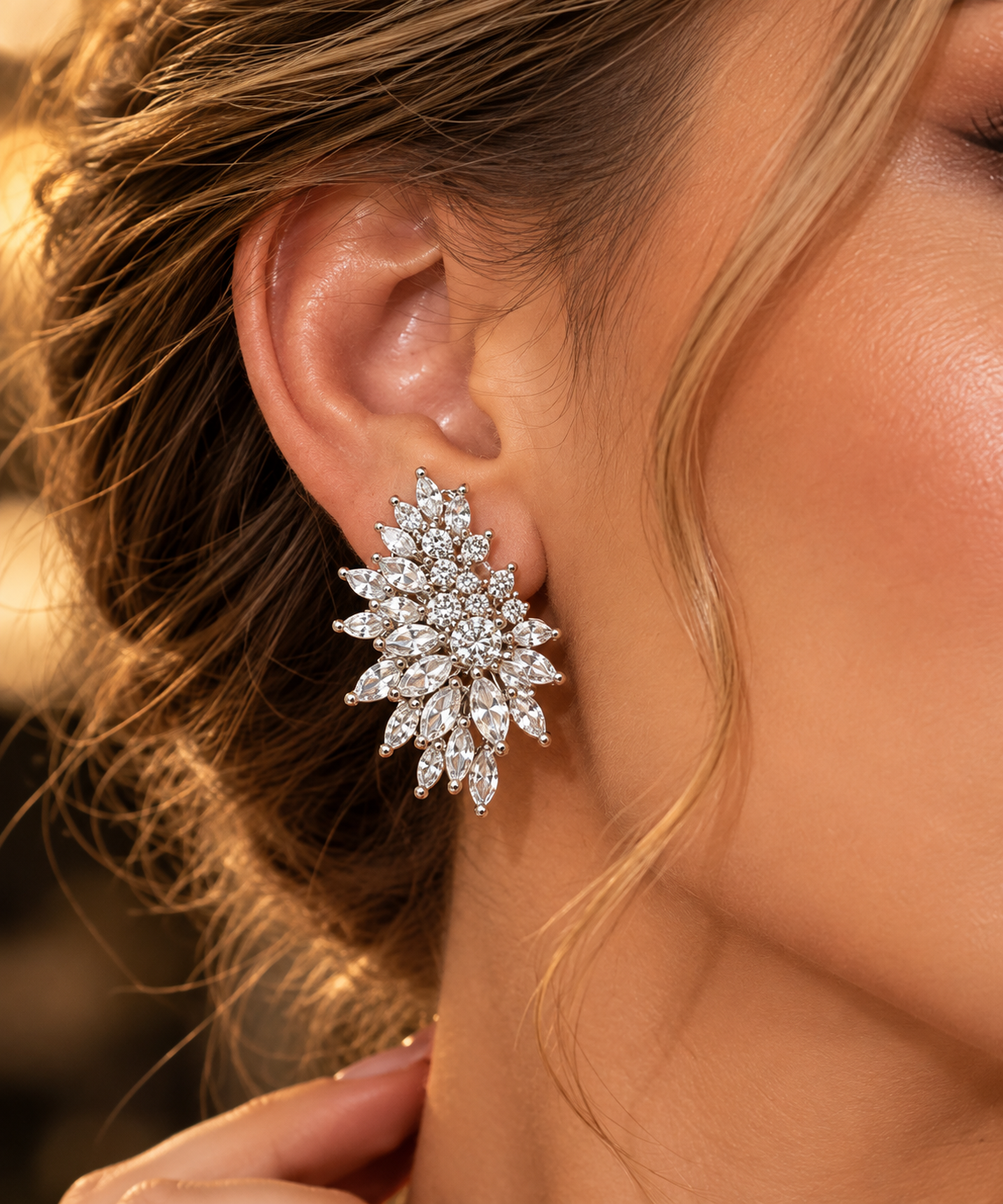 SPARKLY LEAV DESIGN EARRINGS