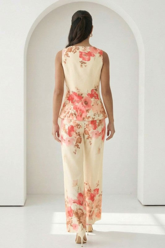 PRINTED SLEEVELESS TOP AND PANTS SET