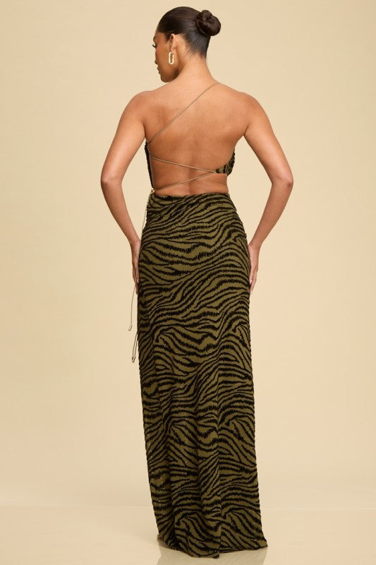 TEXTURE VELVET MESH MAXI DRESS