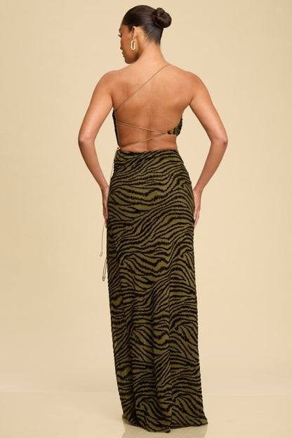 TEXTURE VELVET MESH MAXI DRESS