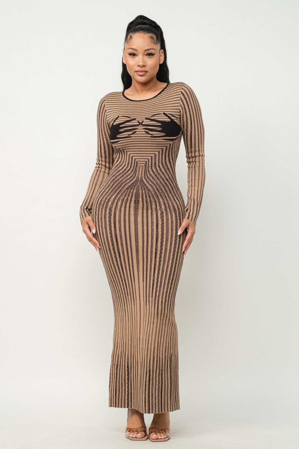 TOUCH MY BODY JACQUARD MAXI Knit DRESS