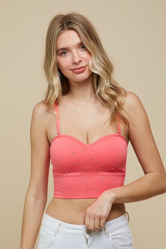 RHINESTONES BRA CAMI TOP