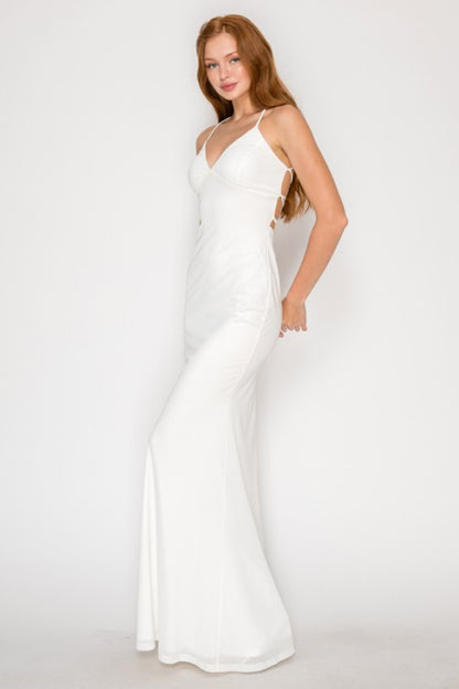 SOLID PREMIUM BODYCON MESH MAXI COCKTAIL DRESS