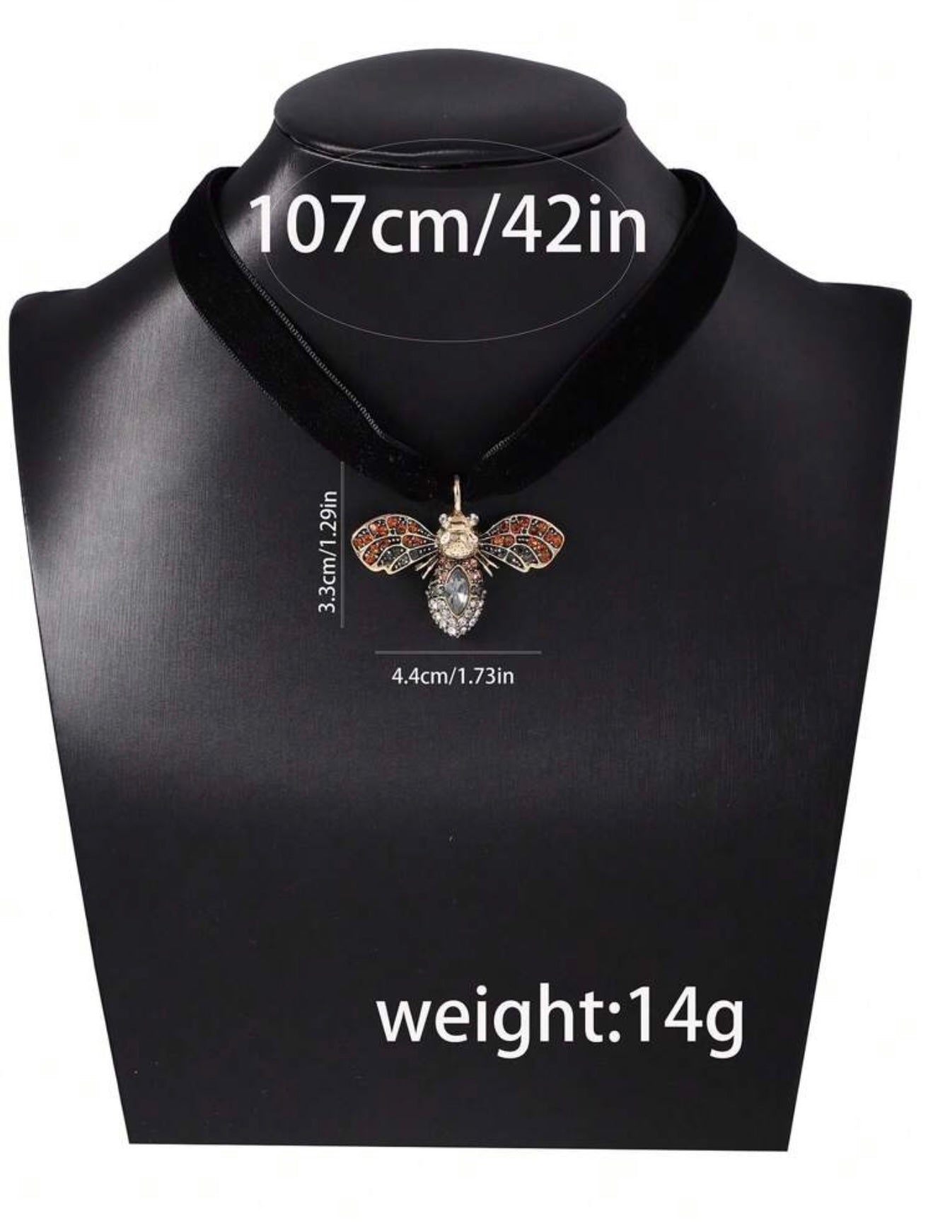VELVET LONG ALLOY BEE ANT PENDANT NECKLACE