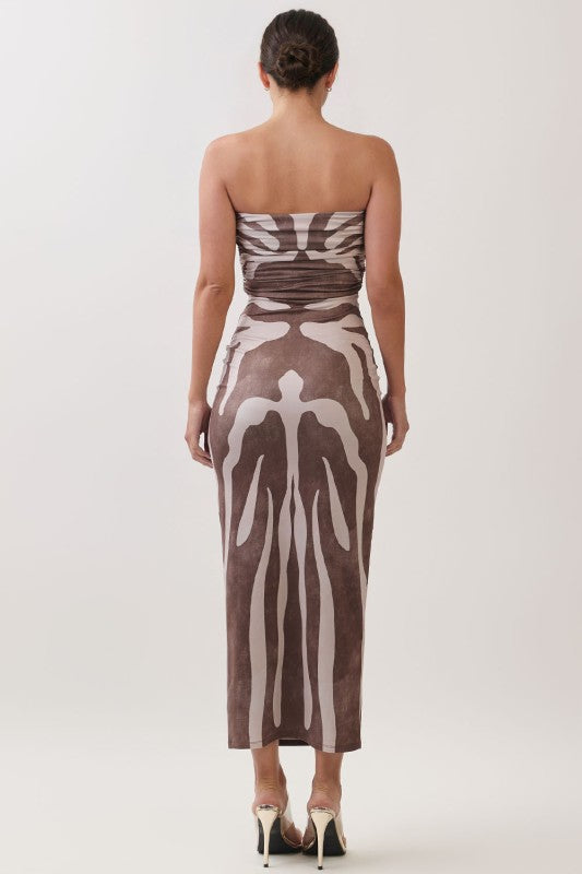 ABSTRACT TUBE MIDI DRESS