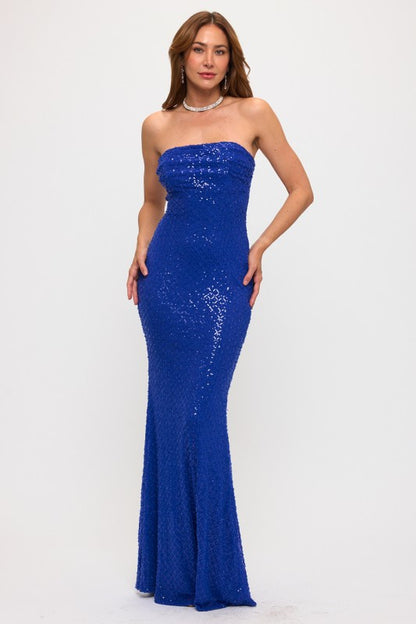 BEADS AND SEQUINS MAXI COCKTAIL DRESS