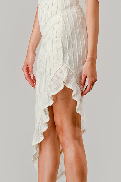 METALLIC TEXTURED ASYMMETRICAL PARTY DRESS