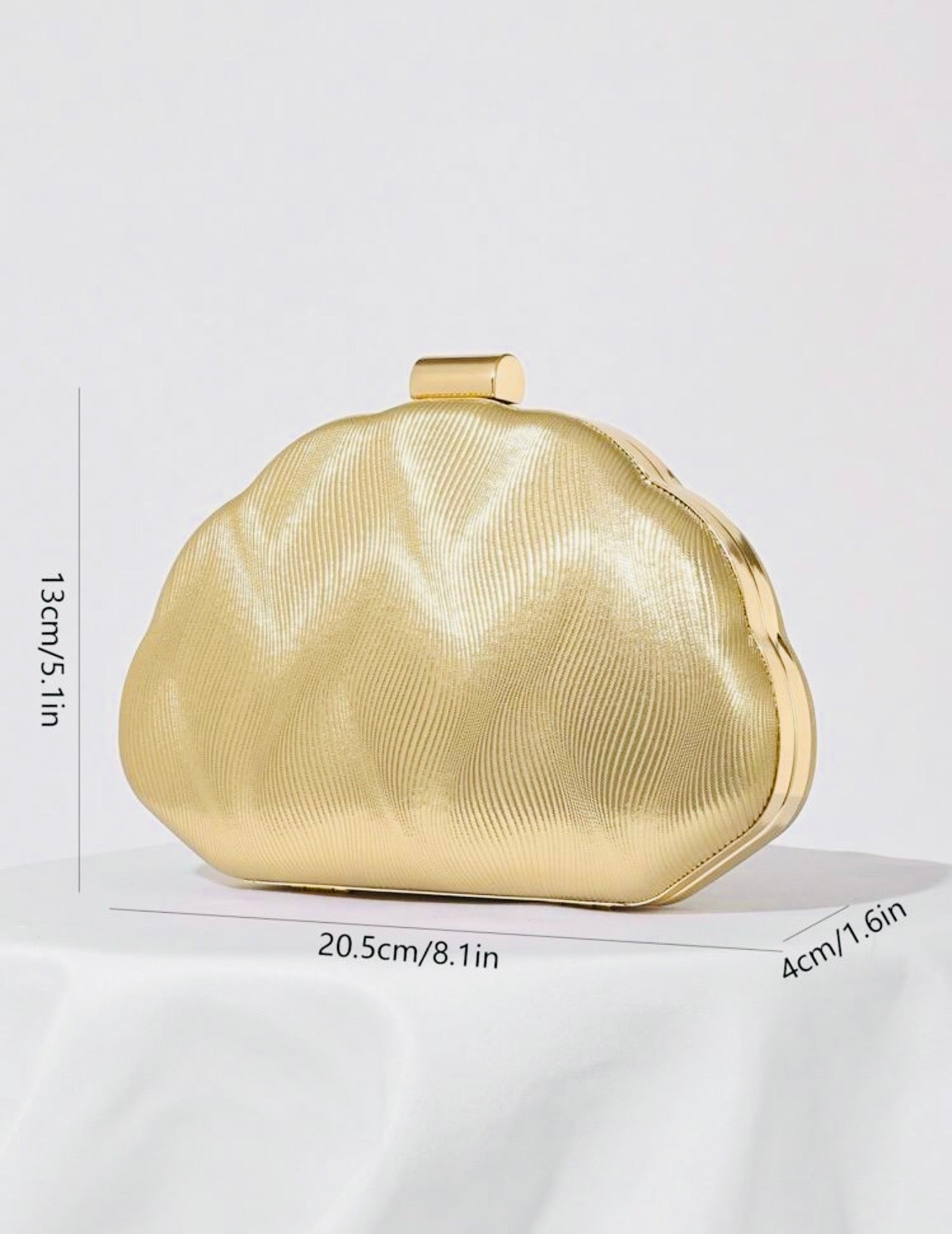 SEASHELL PU LEATHER BOX SHAPED EVENING CLUTCH BAG
