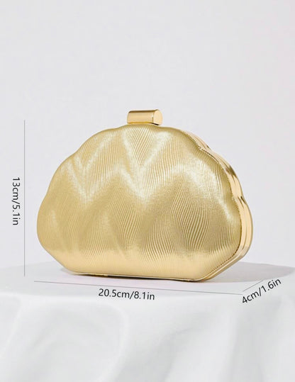 SEASHELL PU LEATHER BOX SHAPED EVENING CLUTCH BAG