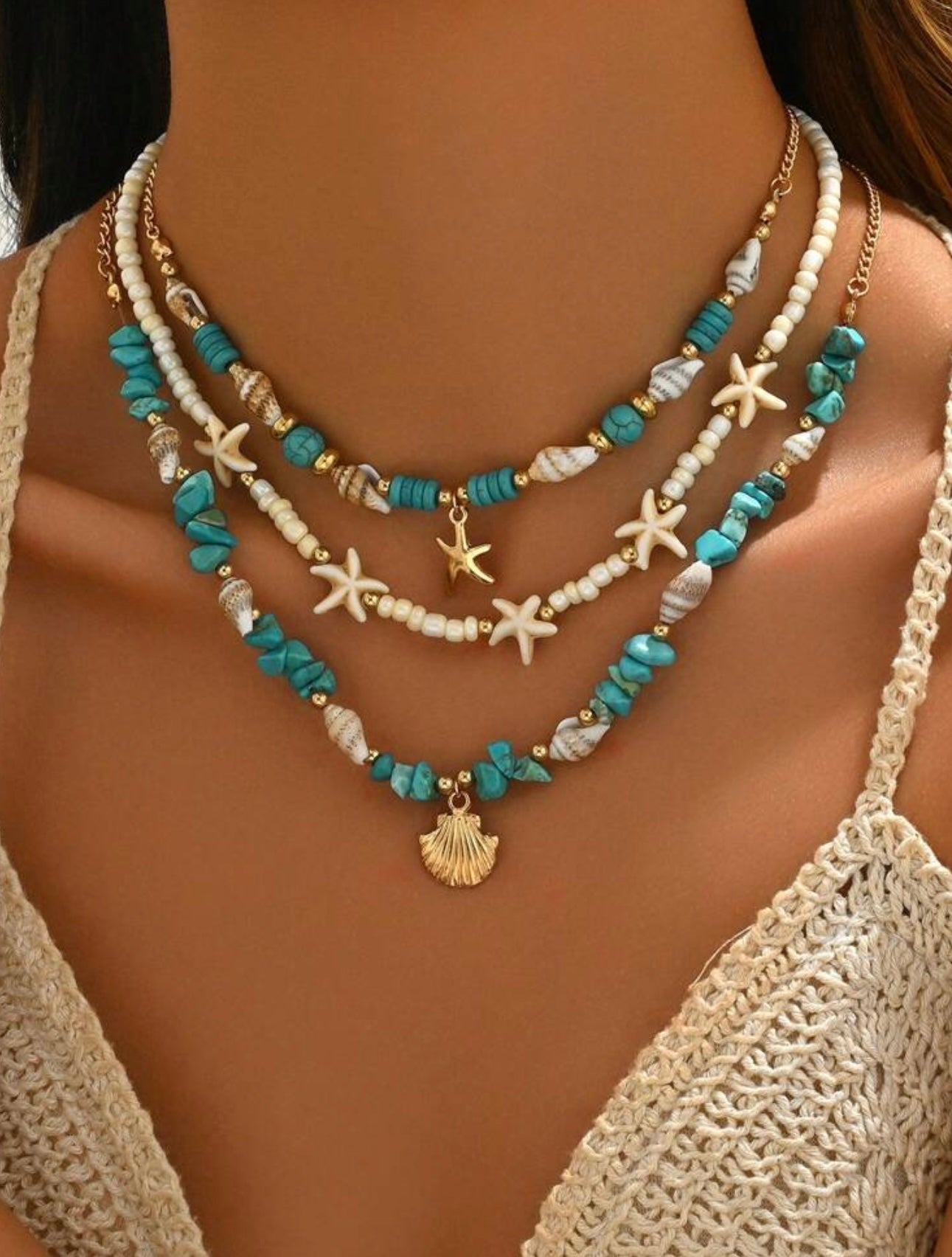 3 PCS BEADED NECKLACE