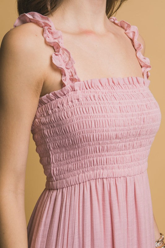 SMOCKED BODICE MAXI DRESS