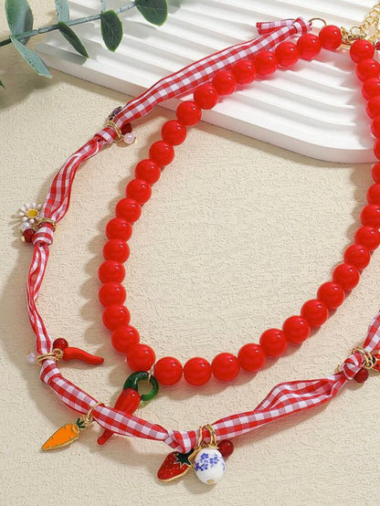 CHILI STRAWBERRY BEADED NECKLACE SET