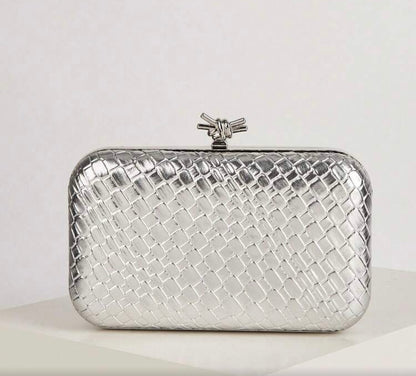 TEXTURED LEATHER EVENING CLUTH BAG