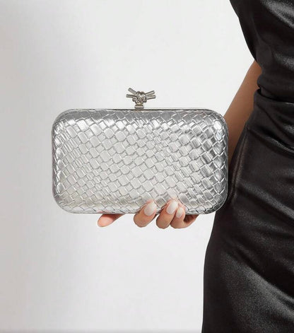 TEXTURED LEATHER EVENING CLUTH BAG