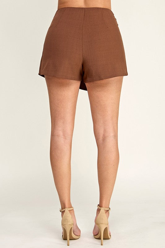 METAL TRIM W/ PLEAT DETAIL WRAP SKORT