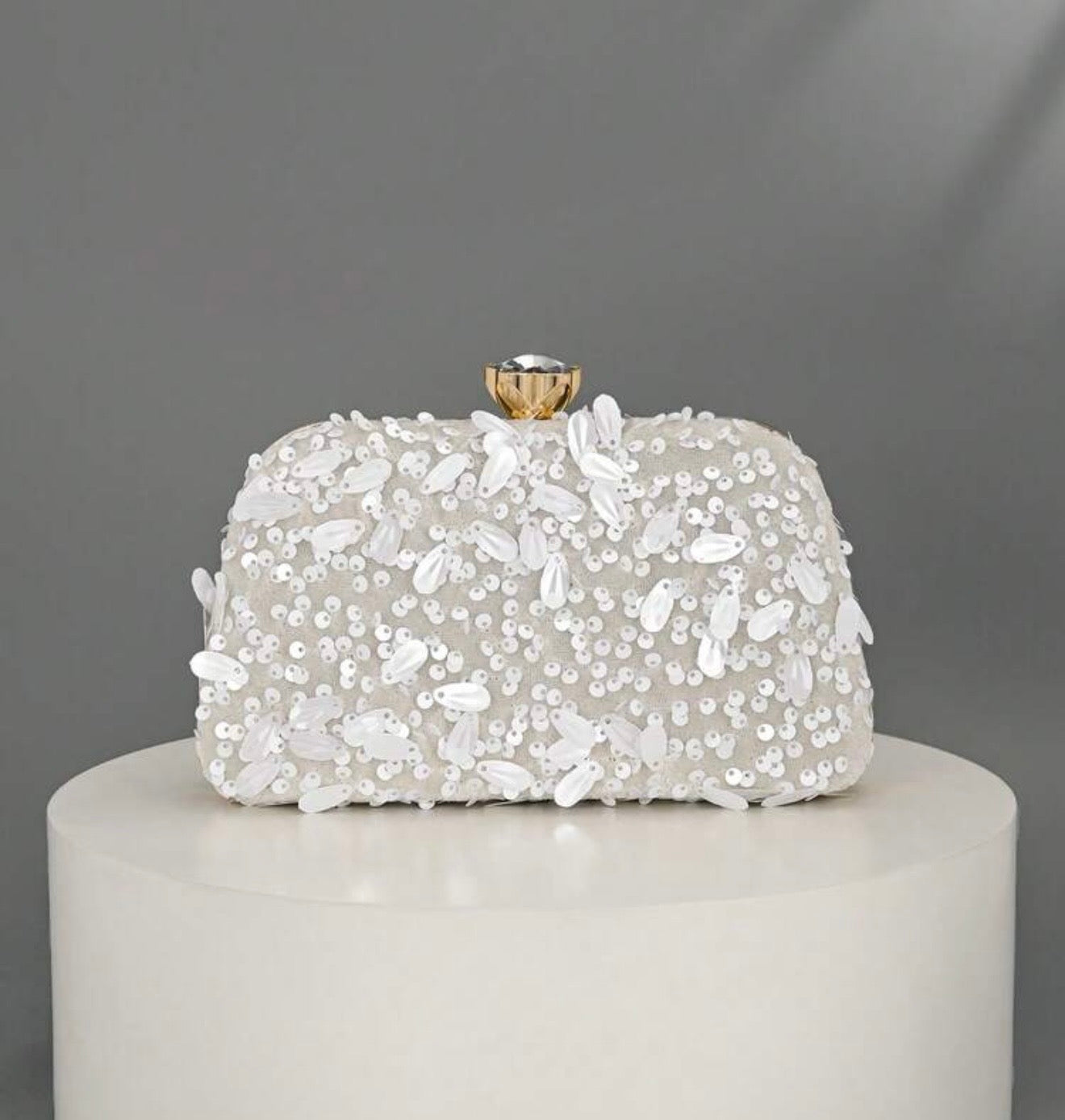 FLORAL PATTERN SEQUINED EVENING CLUTCH BAG
