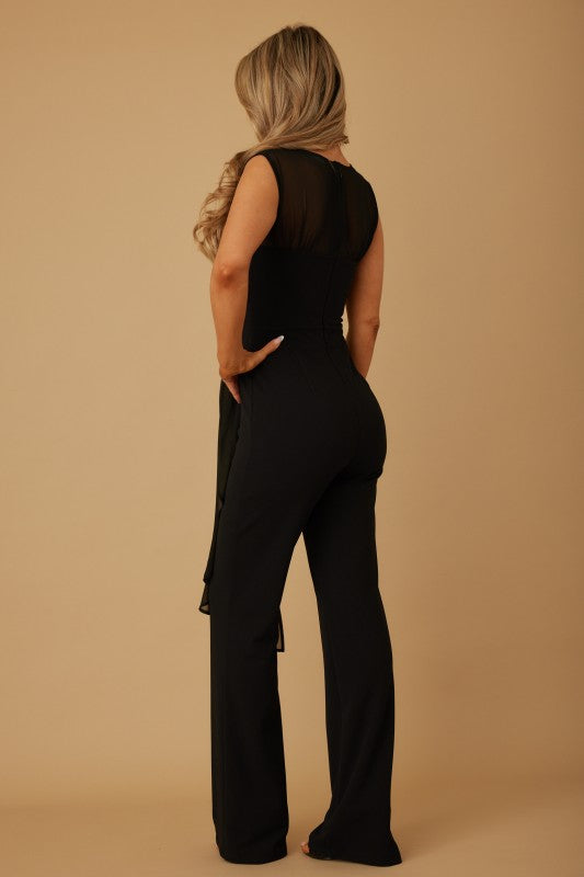 SHEER ELEGANT DRAPED JUMPSUIT