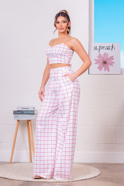 PLAID CROP TOP AND PANTS SET