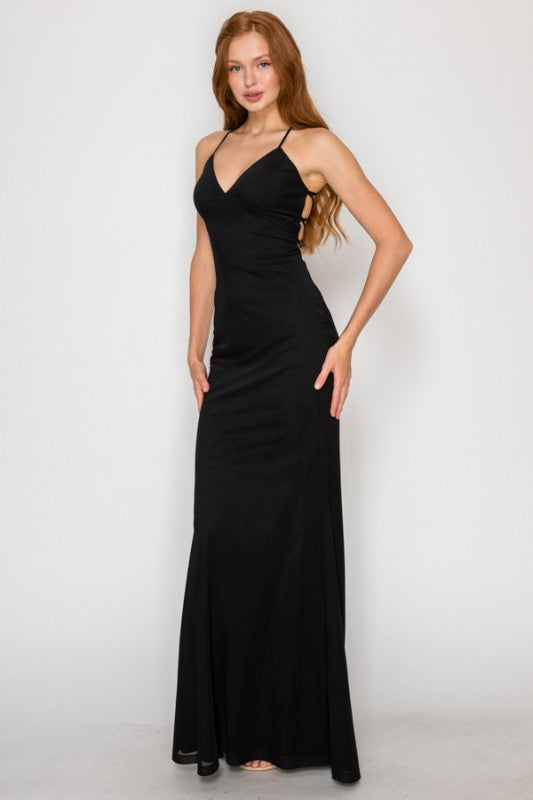 SOLID PREMIUM BODYCON MESH MAXI COCKTAIL DRESS