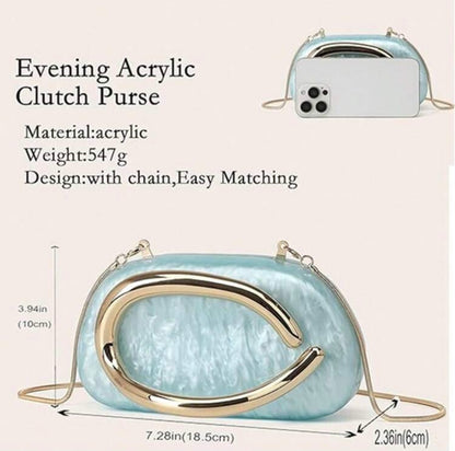 ACRYLIC SHELL BOX EVENING CLUTCH PURSE