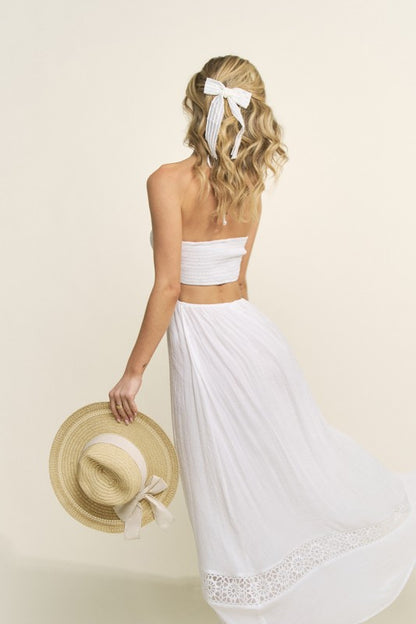 STONE BEAD HALTER STRAP CUTOUT MAXI DRESS
