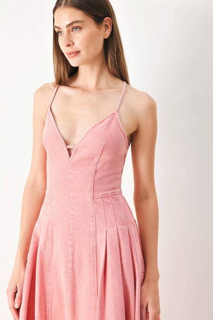 WASHED WOVEN MIDI DRESS