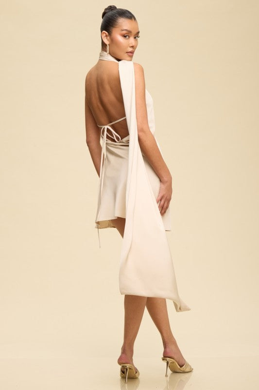 SCARF WRAP MINI DRESS