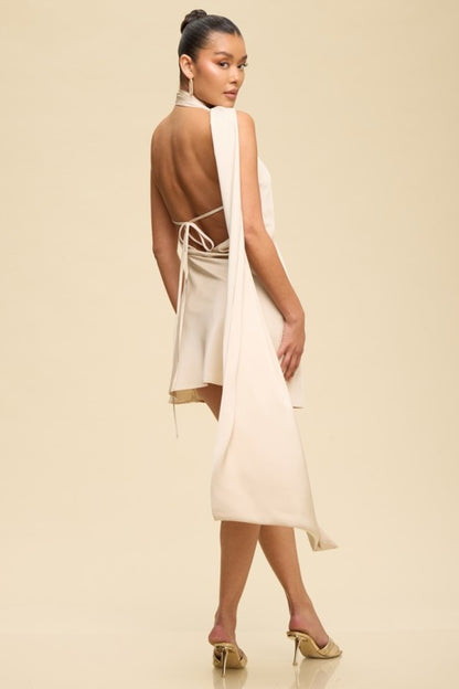 SCARF WRAP MINI DRESS