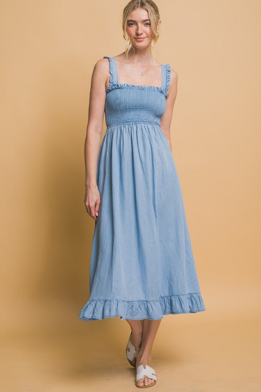 SMOCKED MAXI DRESS