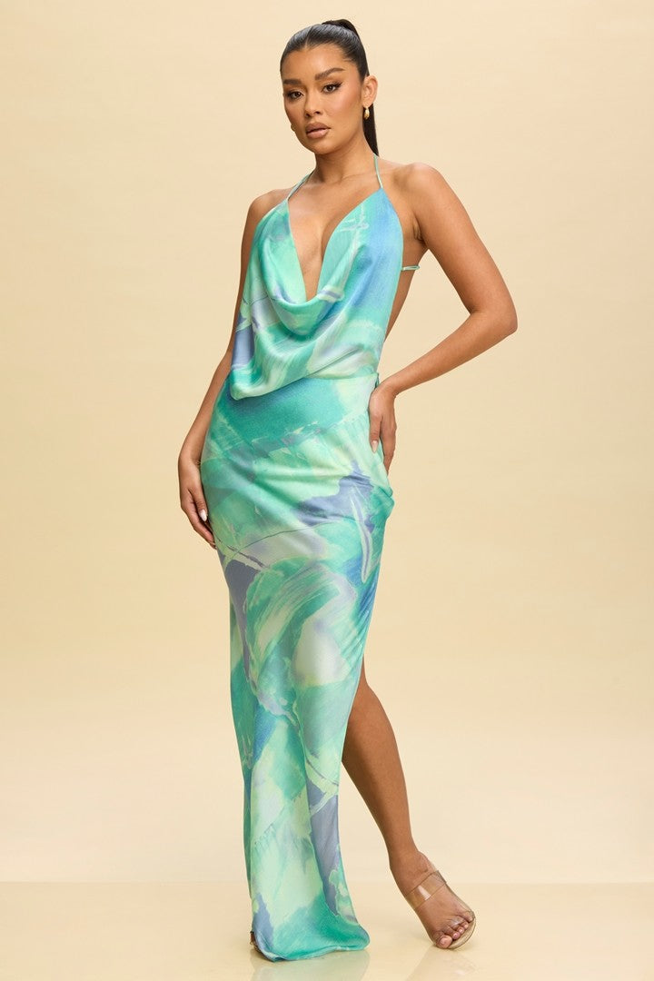Isla Cowl Satin Dress
