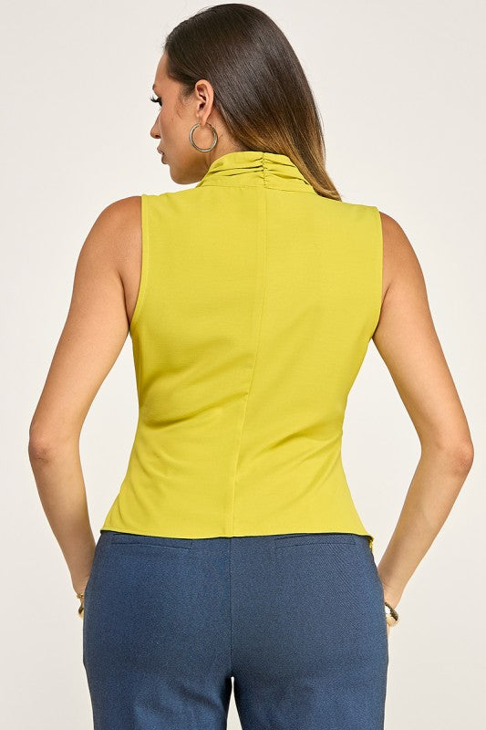 SLEEVELESS WAIST GATHERED DETAIL TOP