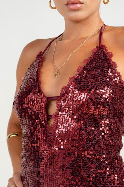 SEQUIN LACE MINI PARTY DRESS