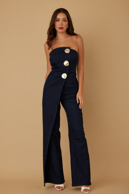 OPEN FLAP LAYER STRAPLESS JUMPSUIT