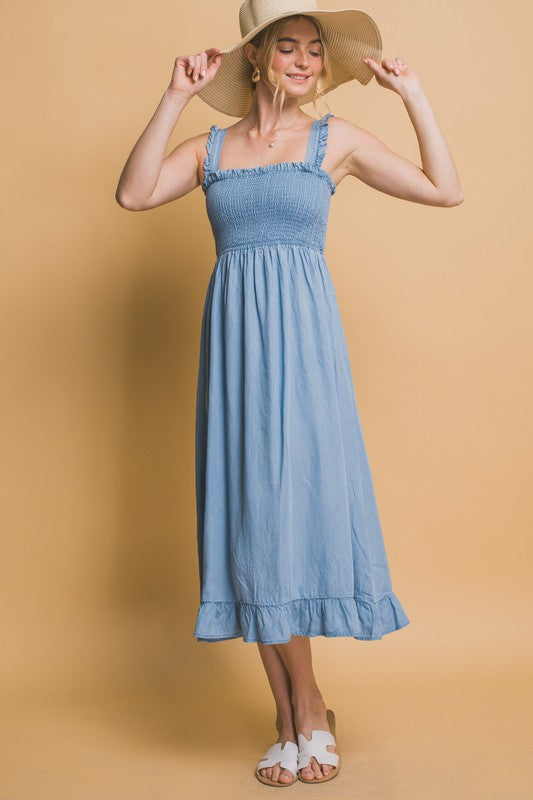 SMOCKED MAXI DRESS