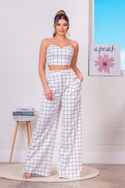 PLAID CROP TOP AND PANTS SET