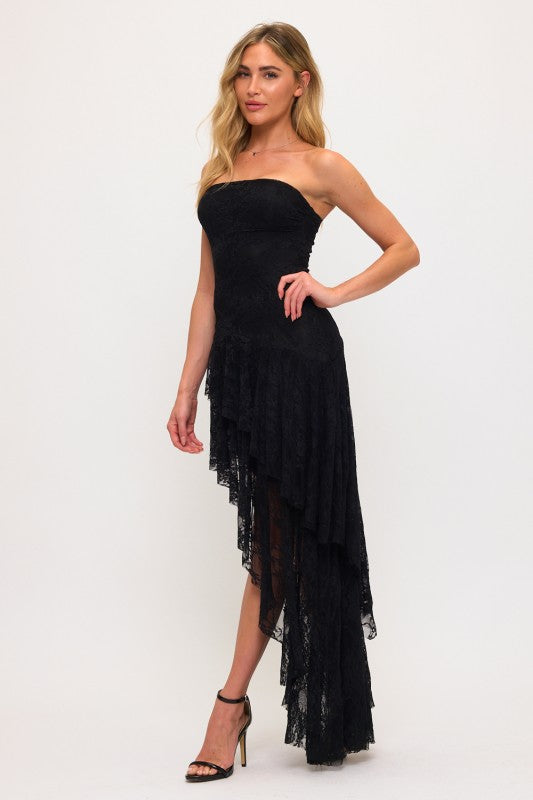 LACE DOUBLE LAYER ASYMMETRICAL MAXI DRESS – Bella Chica